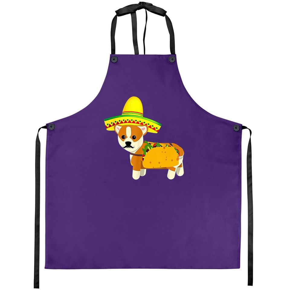 Funny Mexican Corgi Taco Cinco De Mayo Fiesta Dog Apron