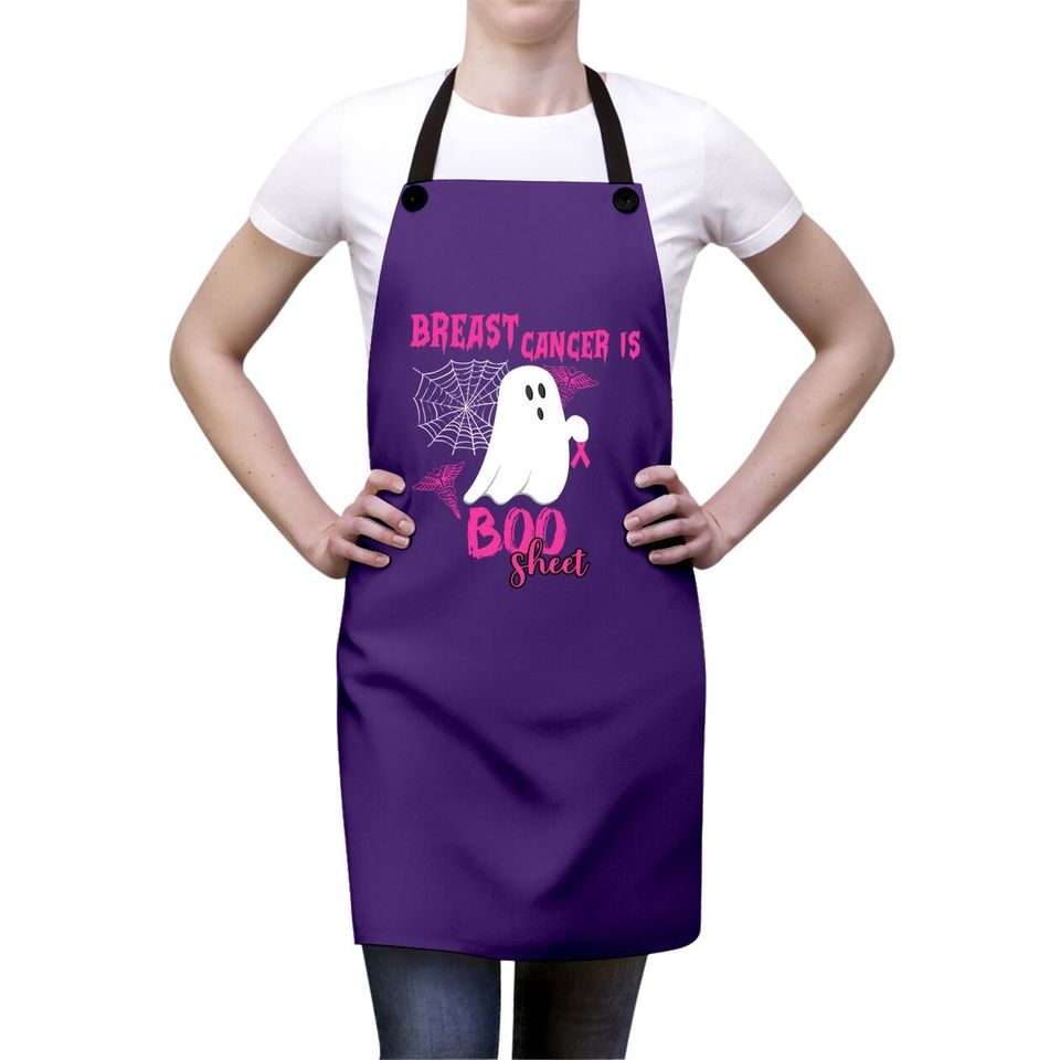Breast Cancer Is Boo Sheet Pink Ribbon Ghost Spiderweb Apron