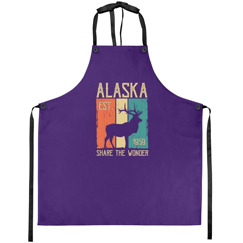 Vintage Sports Design Alaskan Elk For Alaska Day Apron