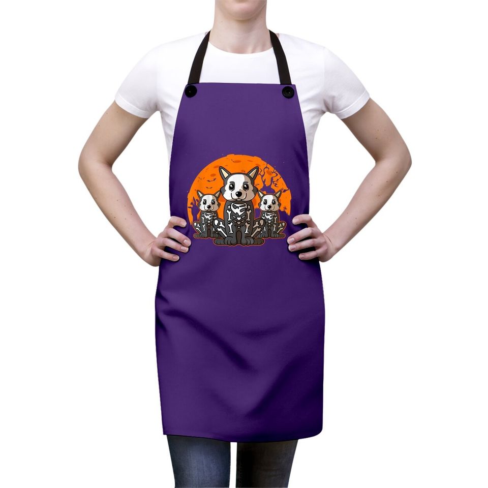 Corgi Skeleton Halloween Cute Graphic Apron