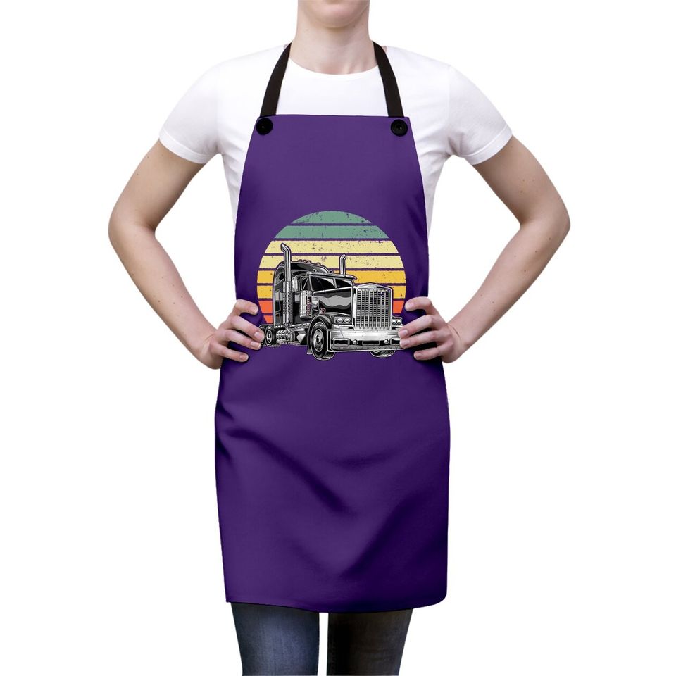 Retro Vintage Trucker Big Rig Semi Trailer Truck Driver Apron