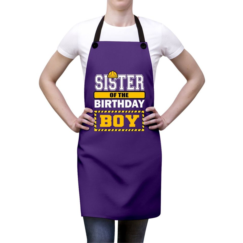 Sister Of The Birthday Boy Construction Worker Party Apron