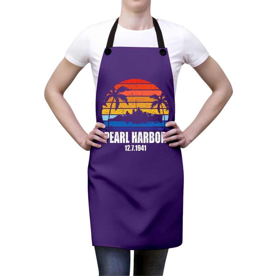 Vintage Pearl Harbor Sunset 80th Anniversary Apron