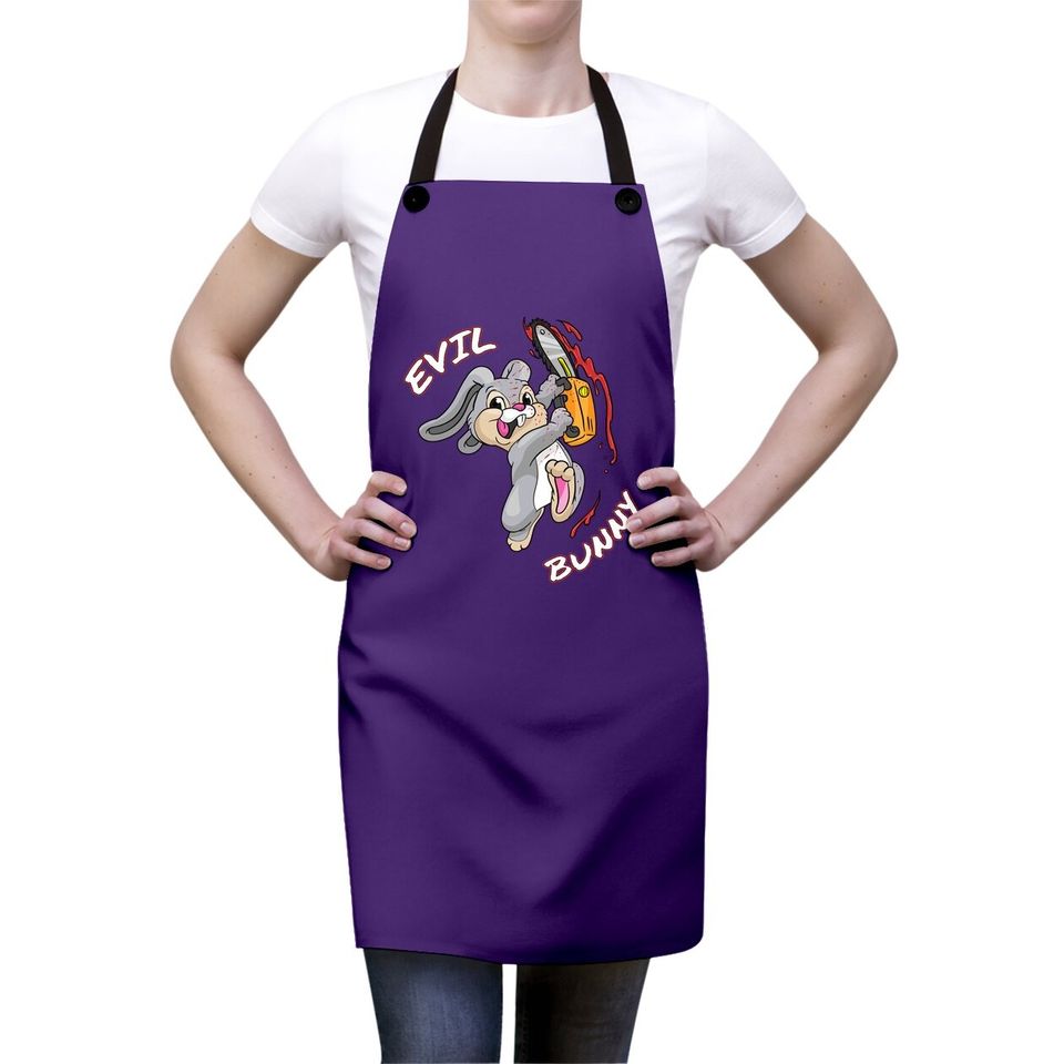 Evil Bunny Apron Halloween Funny Bad Rabbit Killer Apron