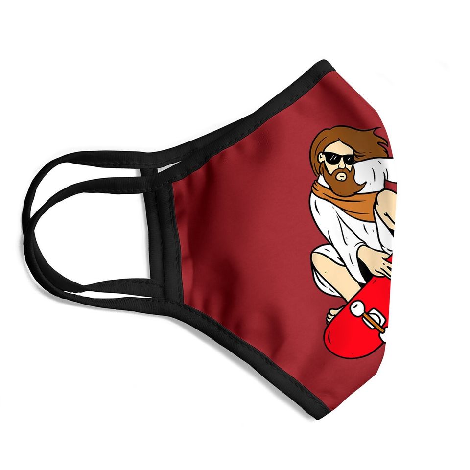 Jesus Riding Skateboard Face Mask