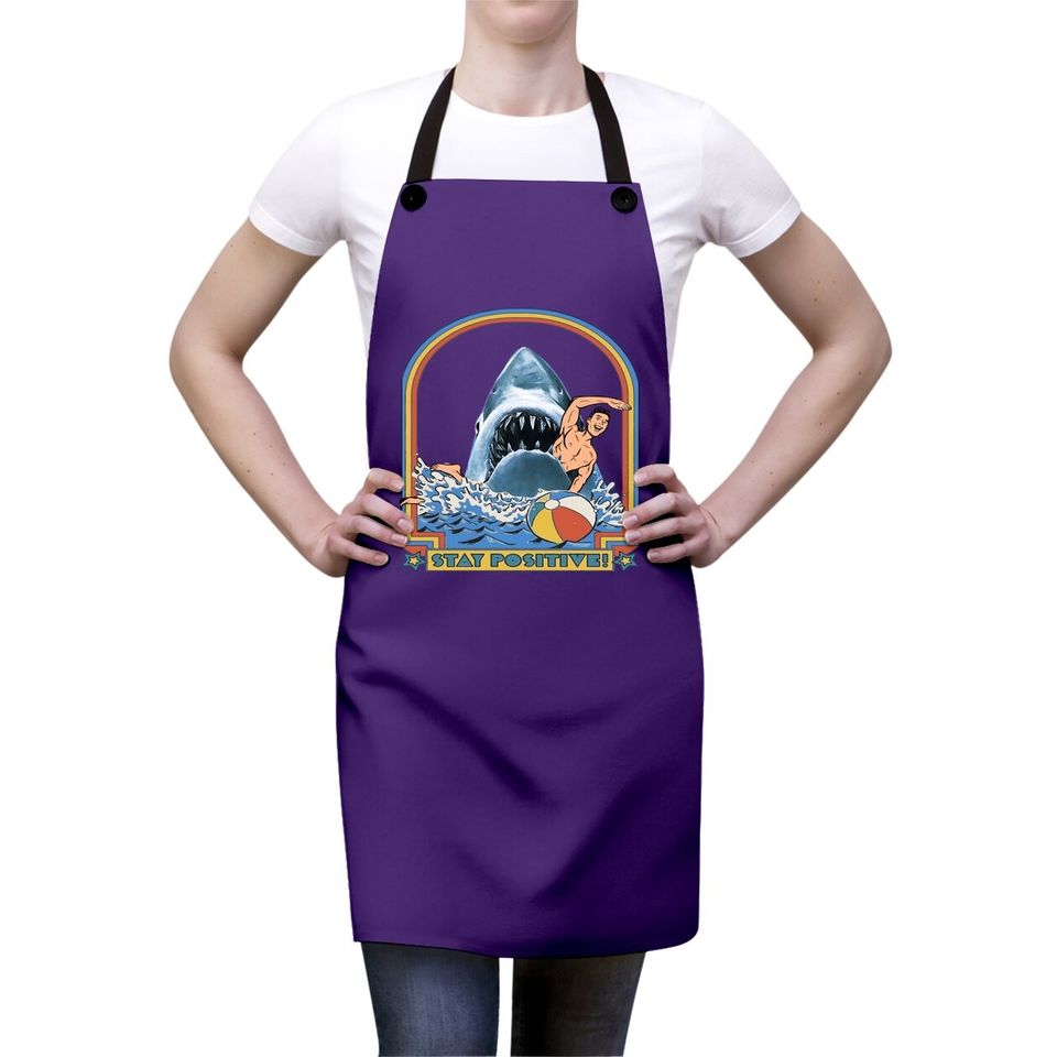 This Is Me Funny Stay Positive Shark Attack Retro Comedy Apron