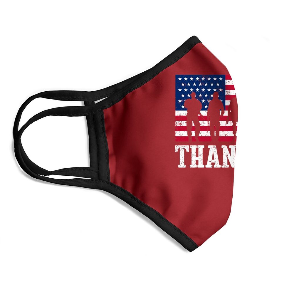 Patriotic American Flag Thank You Girls Boys Face Mask
