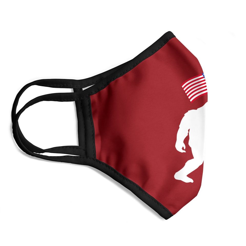 Bigfoot With American Flag Funny 4th Of July Face Mask