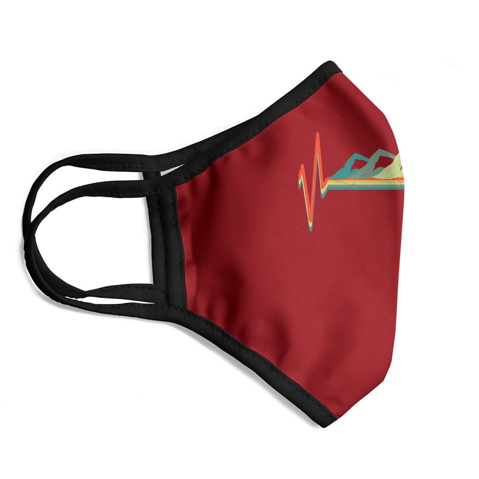 Swimming Swimmer Heartbeat Retro Face Mask