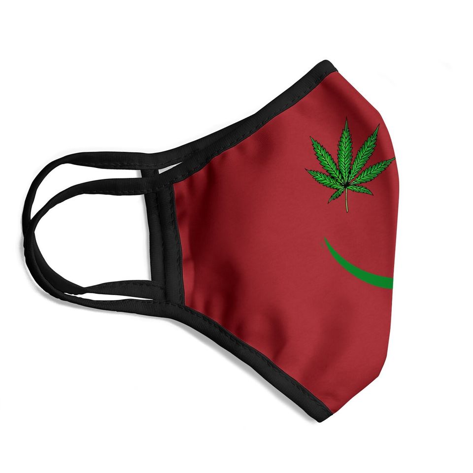 Pot Leaf Smiley Face Weed Face Mask