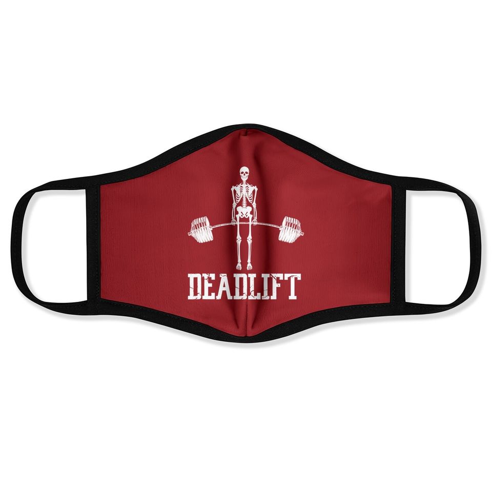 Skeleton Dead Lift Funny Halloween Lifting Weights Face Mask