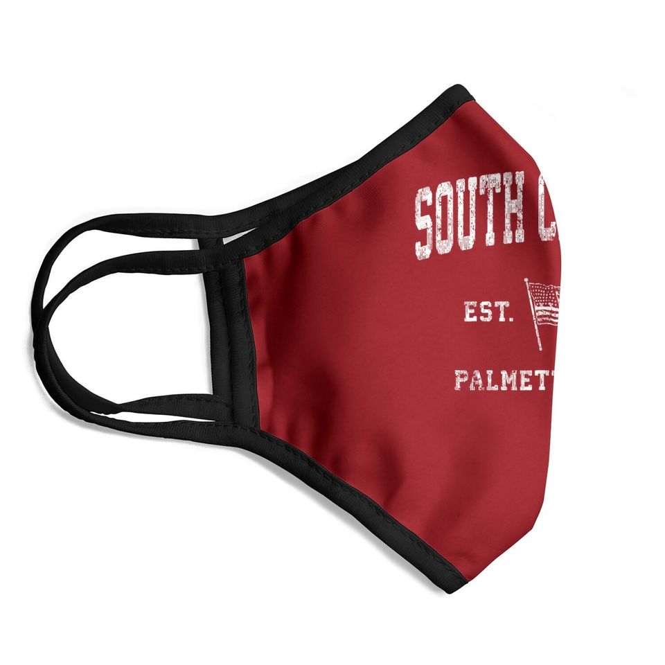 South Carolina Sc Vintage Us Flag Sports Design Face Mask