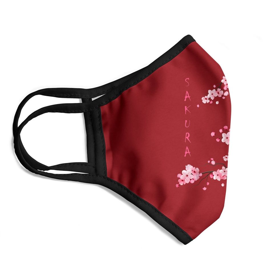 Vintage Sakura Cherry Blossom Japanese Graphical Art Face Mask