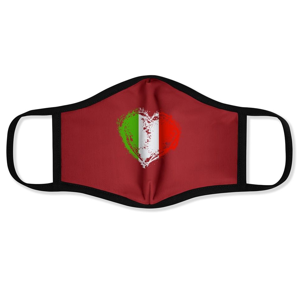 Vintage Italy Heart Shape Italian Flag Face Mask