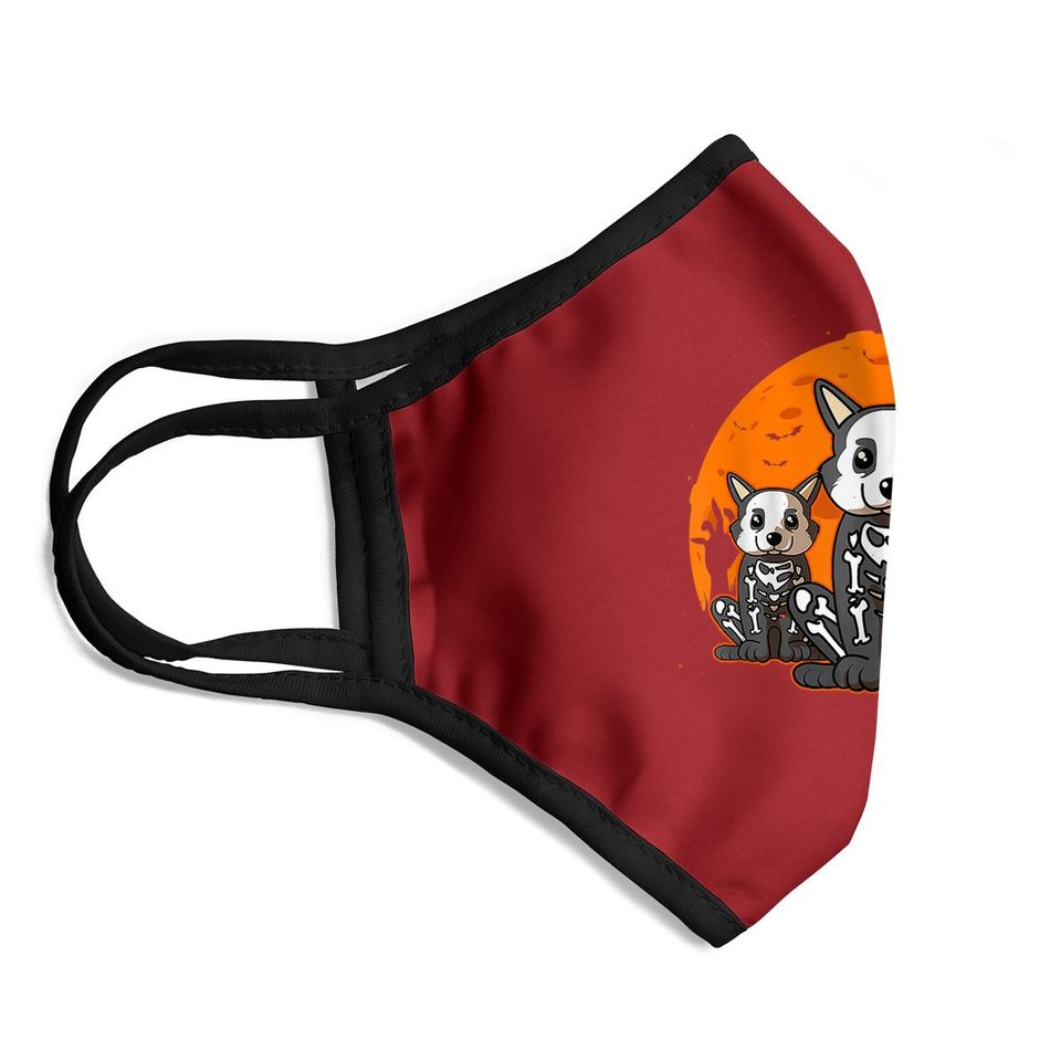 Corgi Skeleton Halloween Cute Graphic Face Mask