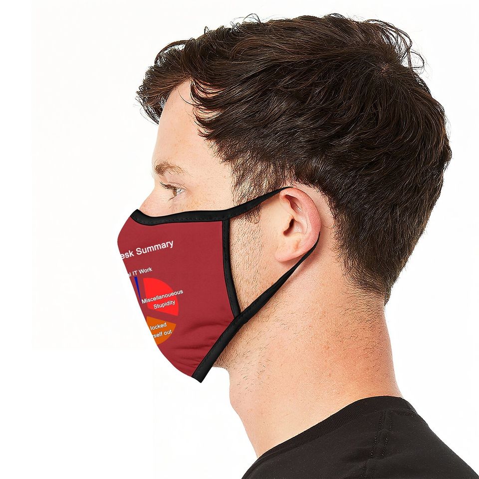Funny It Helpdesk Tech Support Work Summary Face Mask