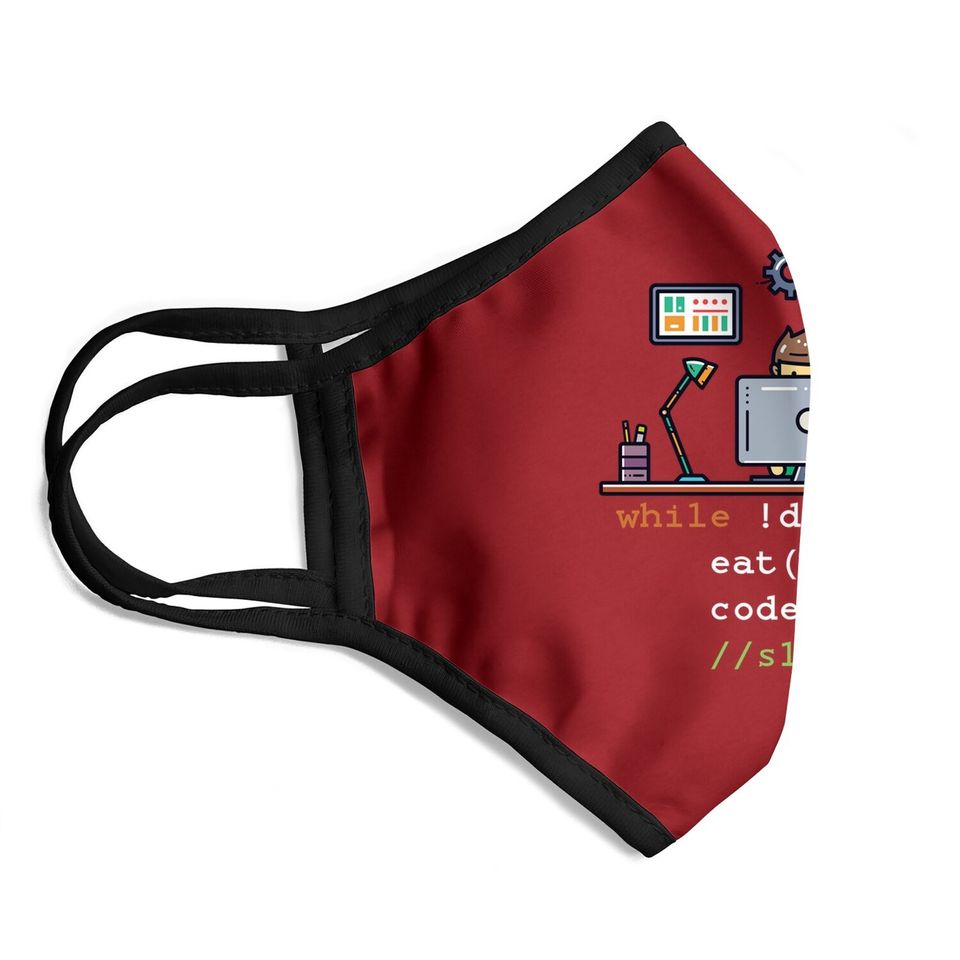 Computer Science Python Programmer Eat Code Sleep Face Mask