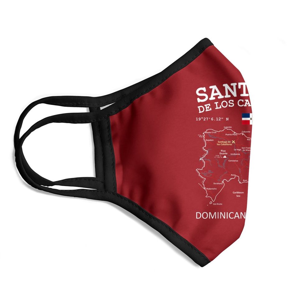 Santiago De Los Caballeros Dominican Republic Map Flag Face Mask