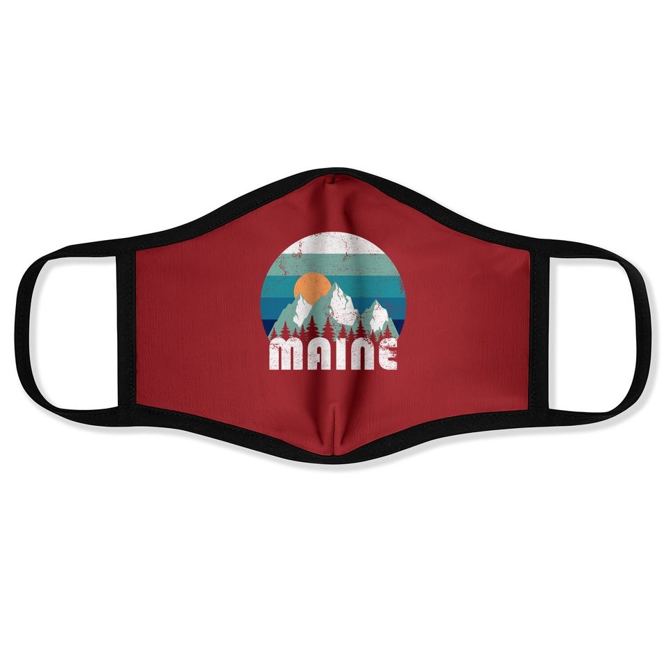 Maine State Retro Vintage Face Mask