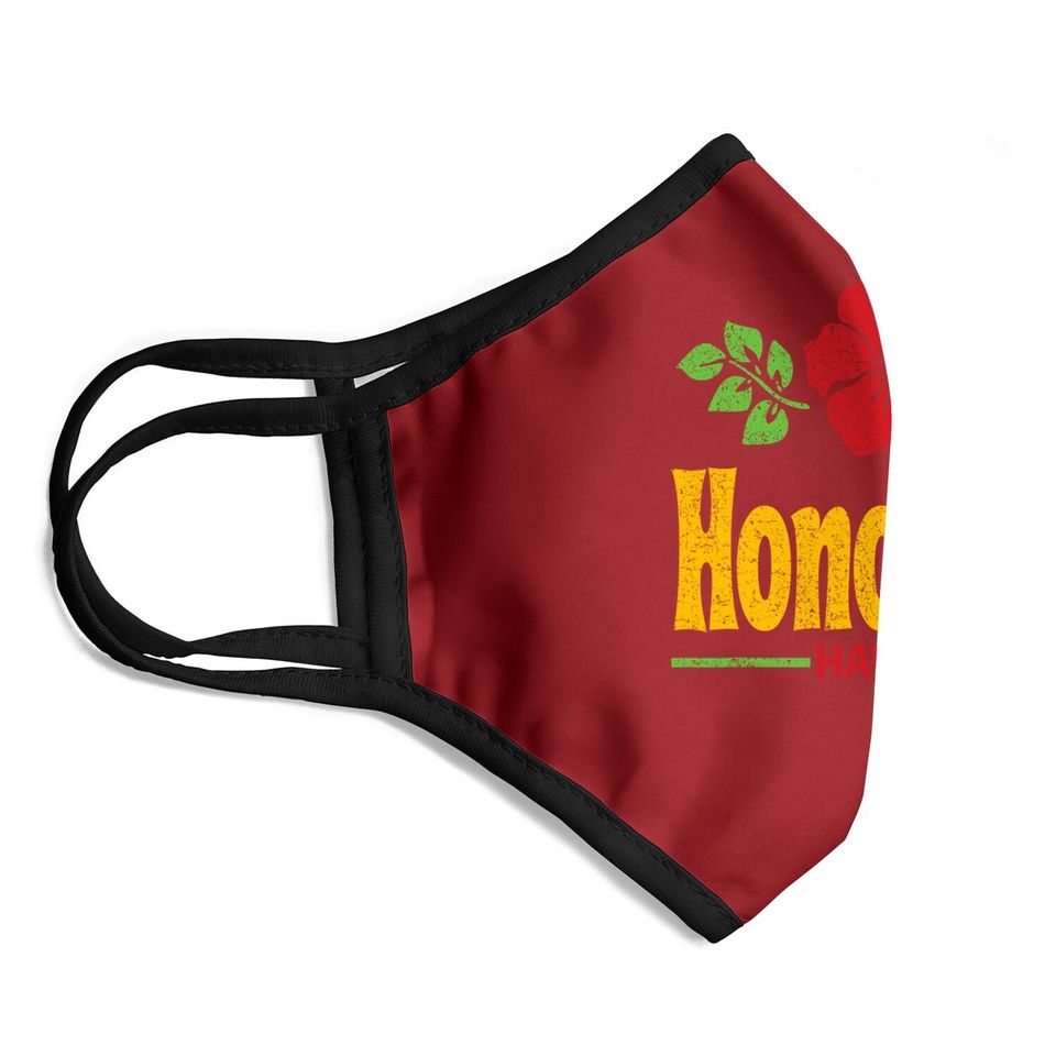 Honolulu Hawaii Flowers Distressed Color Print Face Mask