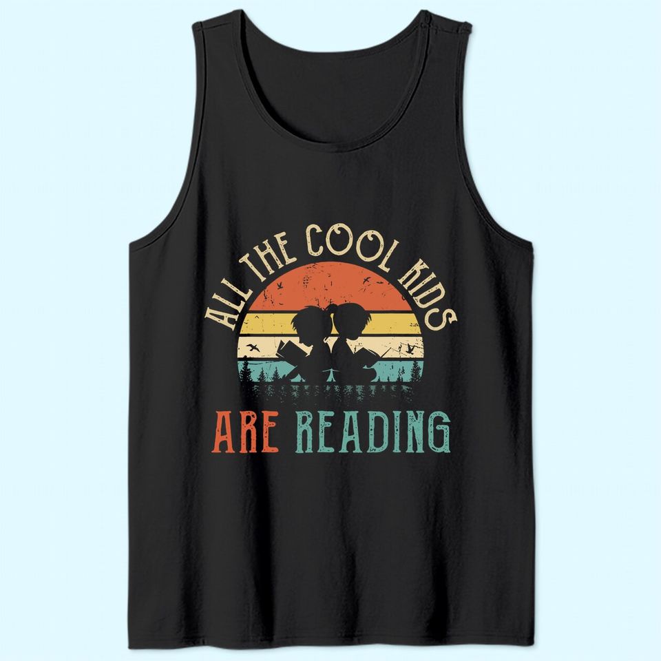 All the Cool Kids are Reading Book Vintage Reto Sunset Tank Top