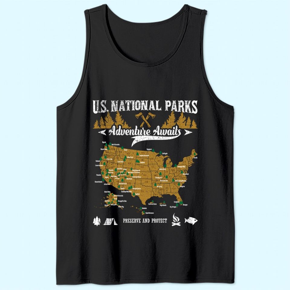 US National Parks Adventure Awaits - Hiking & Camping Lover Tank Top