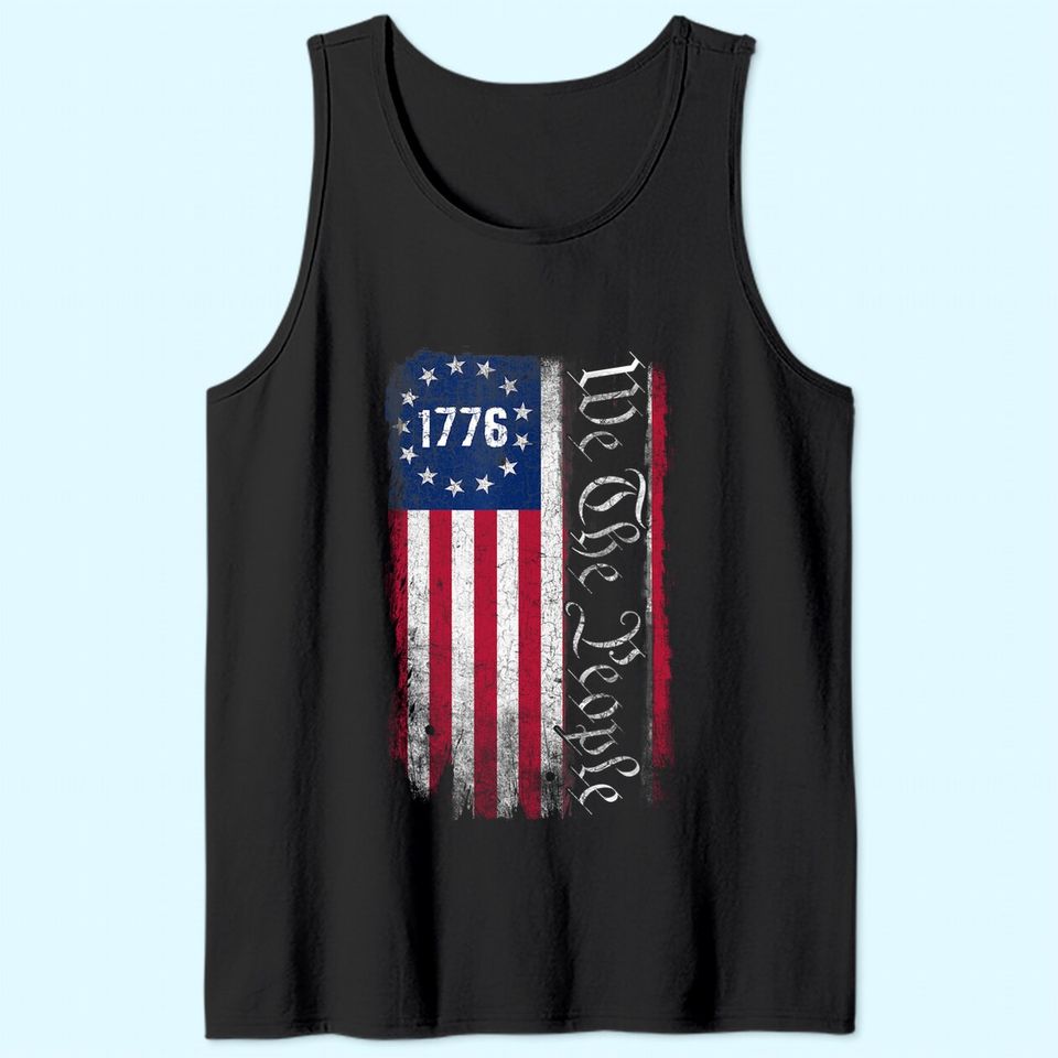 1776 We the People Betsy Ross 4th Of July American Flag Men Tank Top
