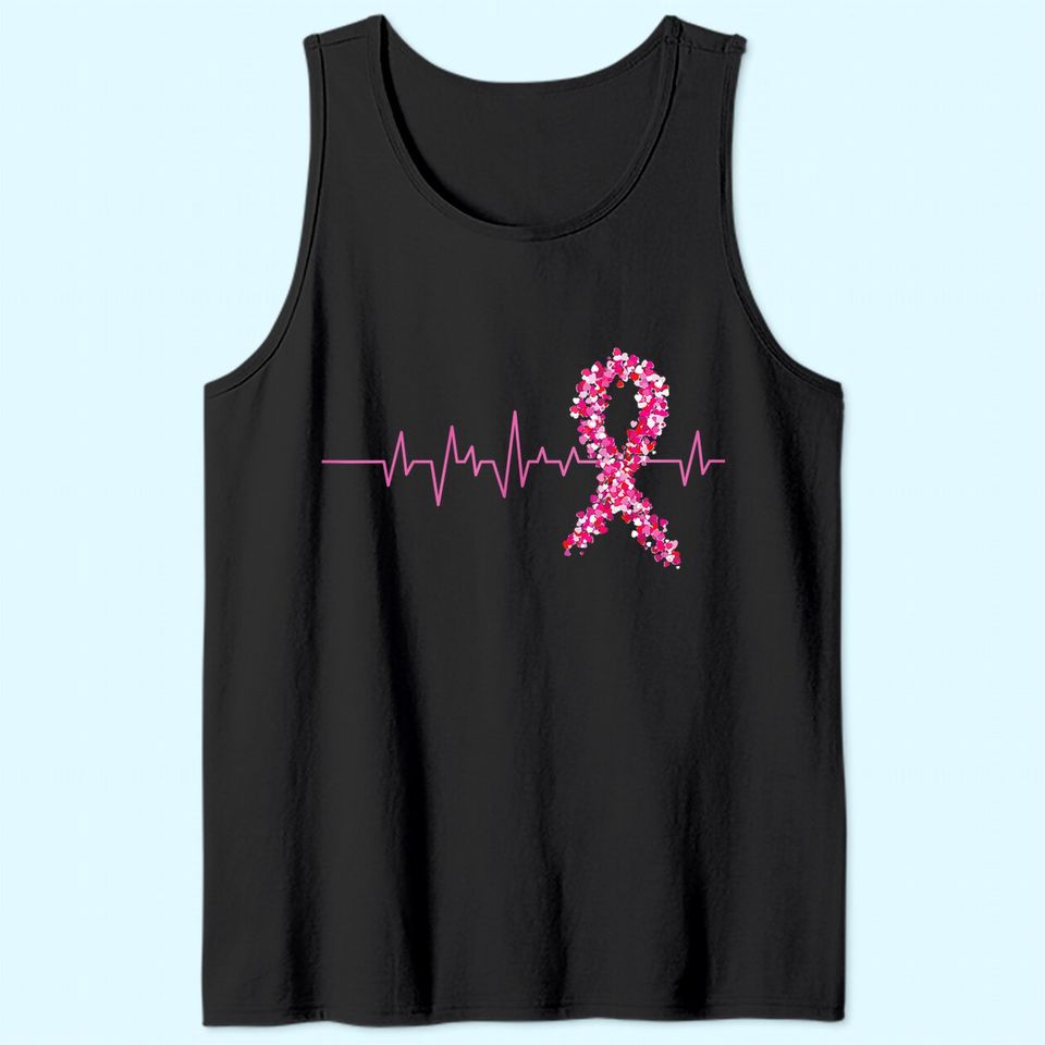 Pink Heartbeat Ribbon Breast Cancer Tank Top Warrior Women Tank Top