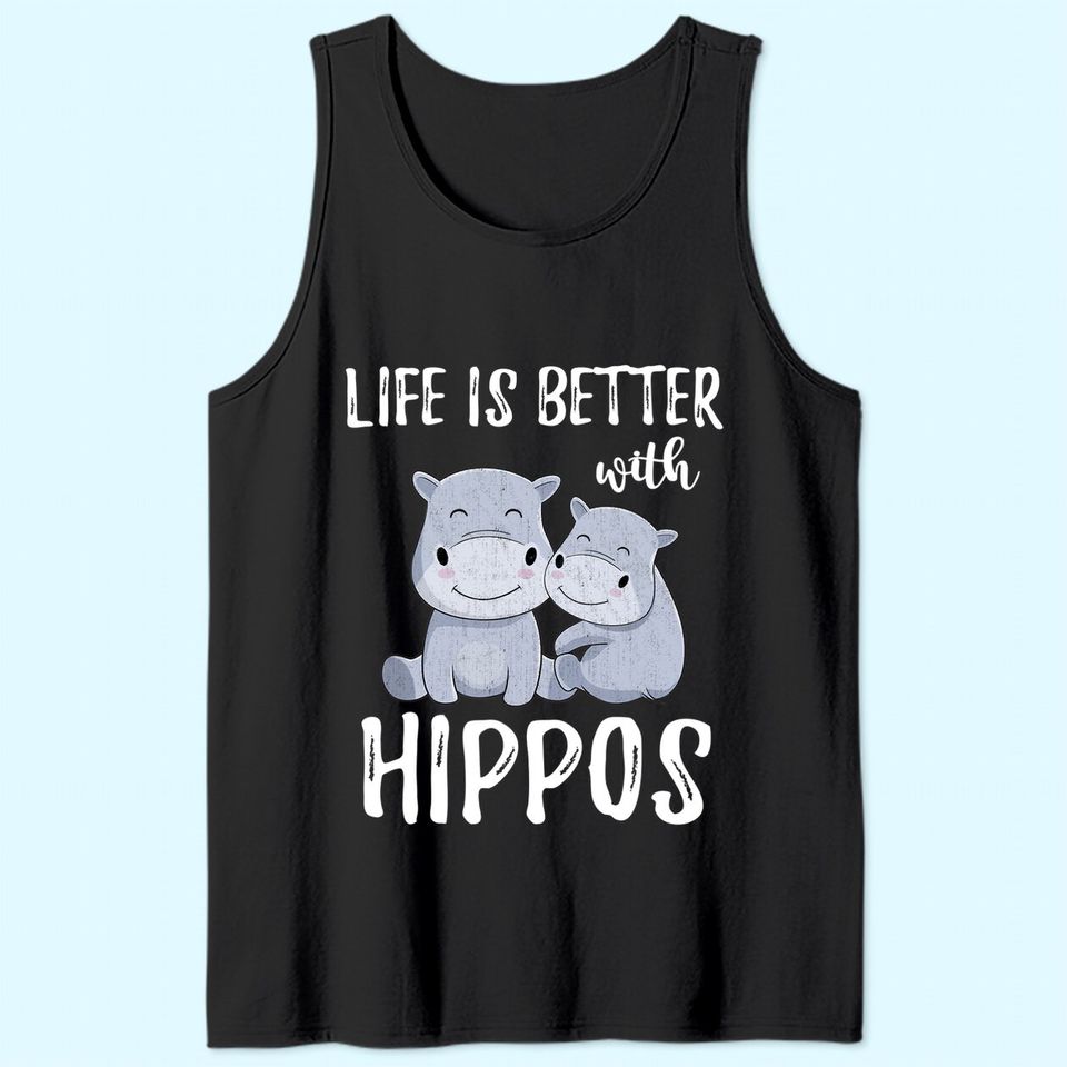 Hippopotamus Animal Lover Gift Idea Baby Hippo Tank Top