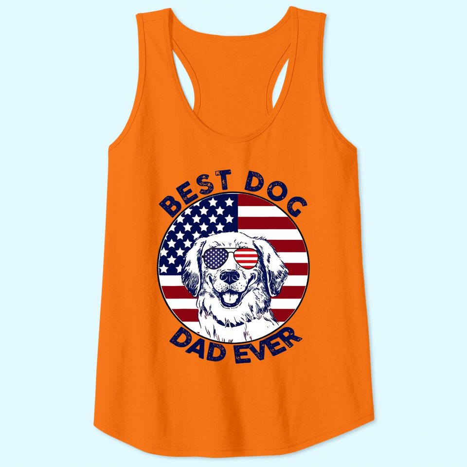 Best Dog Dad Ever American Flag Gift for Best Father Tank Top