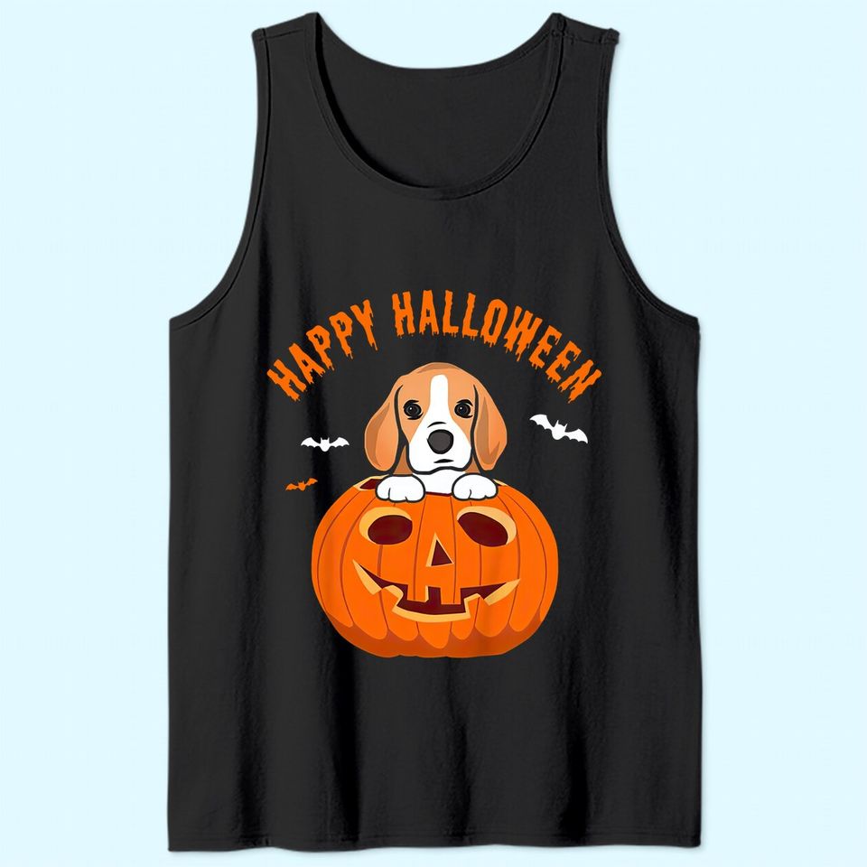 Happy Halloween Beagle Dog Pumpkin Tank Top