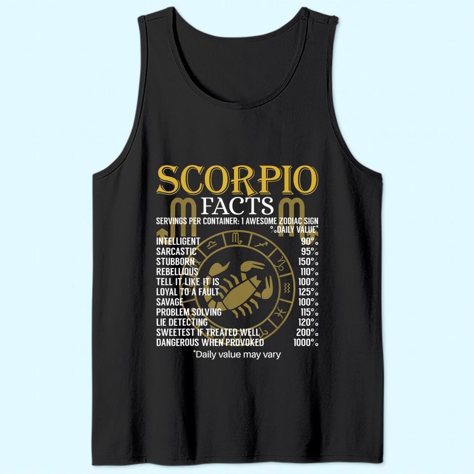 Scorpio Facts Zodiac Sign Tank Top