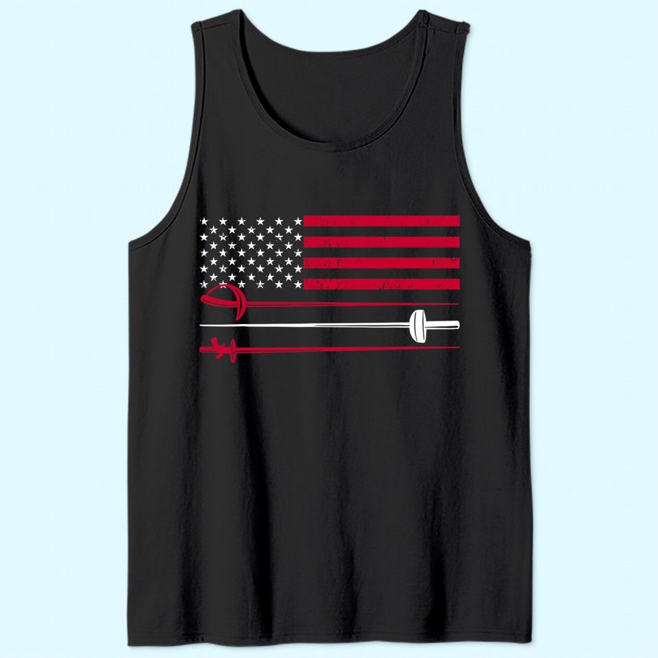 Fencing American Flag Sabers USA Gift Tank Top