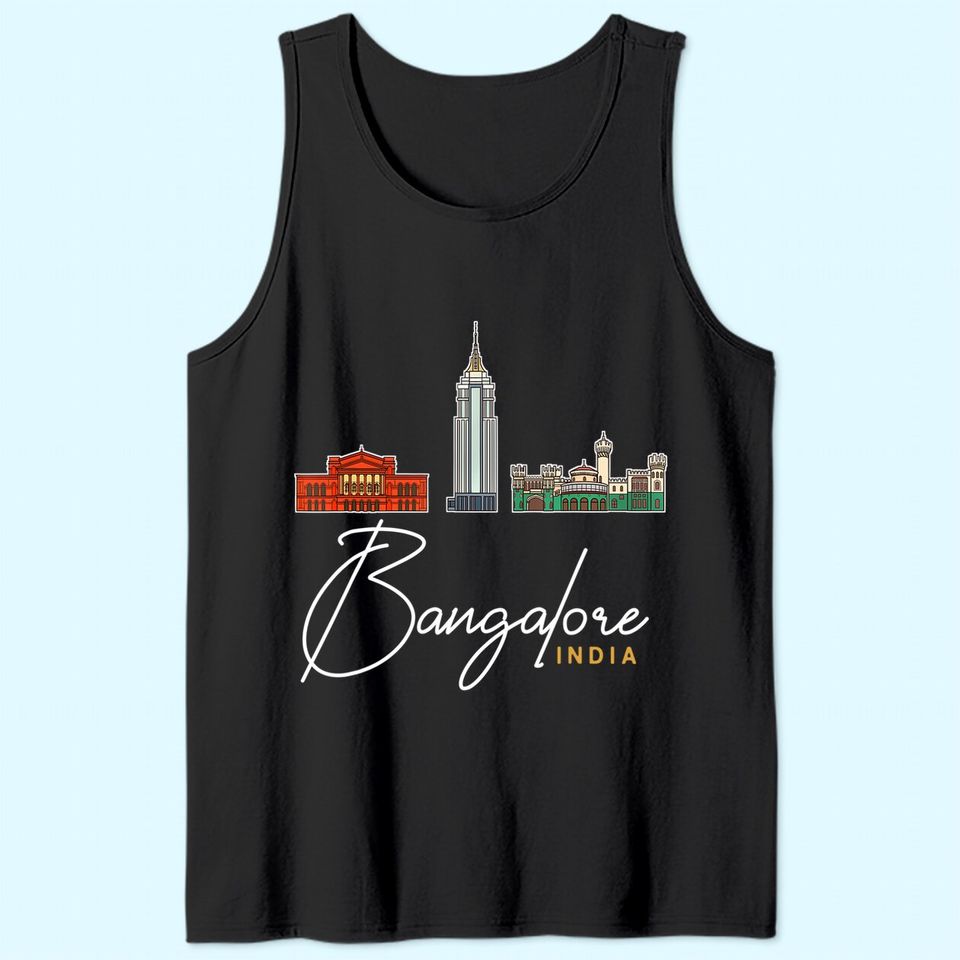 Bangalore India City Skyline Map Travel Tank Top