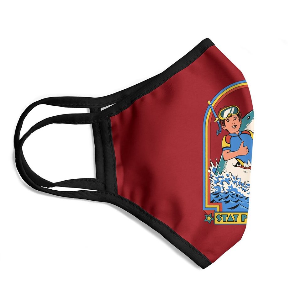 Stay Positive Shark Attack Vintage Retro Comedy Funny Face Mask