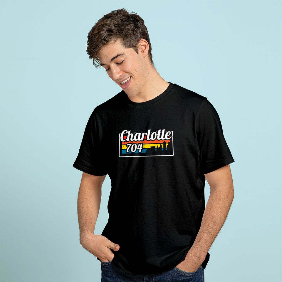 Vintage Charlotte City Skyline 704 T Shirt