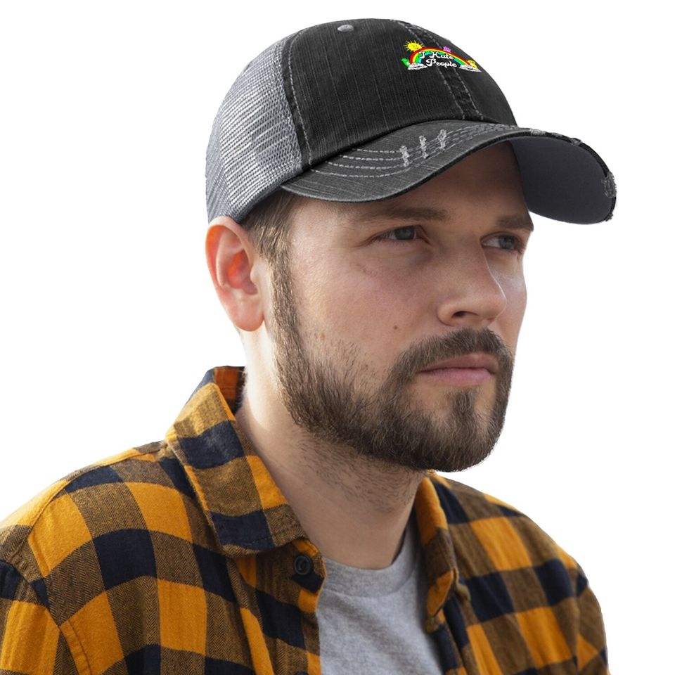 I Hate People Rainbow Printed Trucker Hat