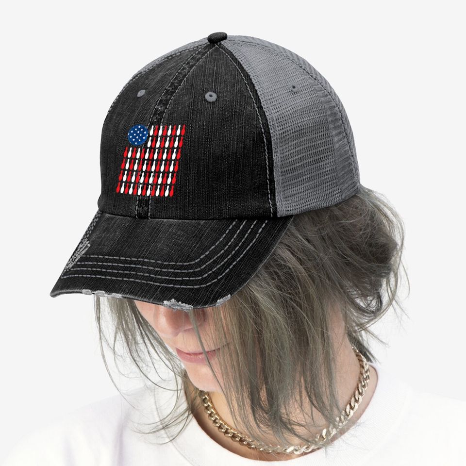 American Flag - Patriotic Bowler & Bowling Trucker Hat