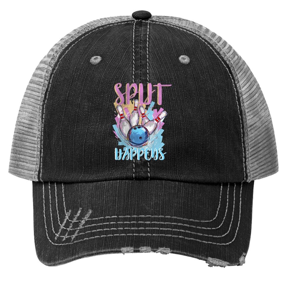 Funny Bowling Trucker Hat | "split Happens" | Bowling Lovers Gift