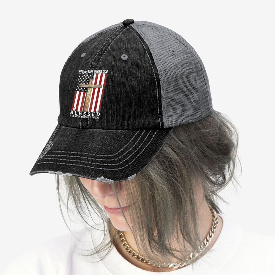 One Nation Under God Christian Jesus Trucker Hat