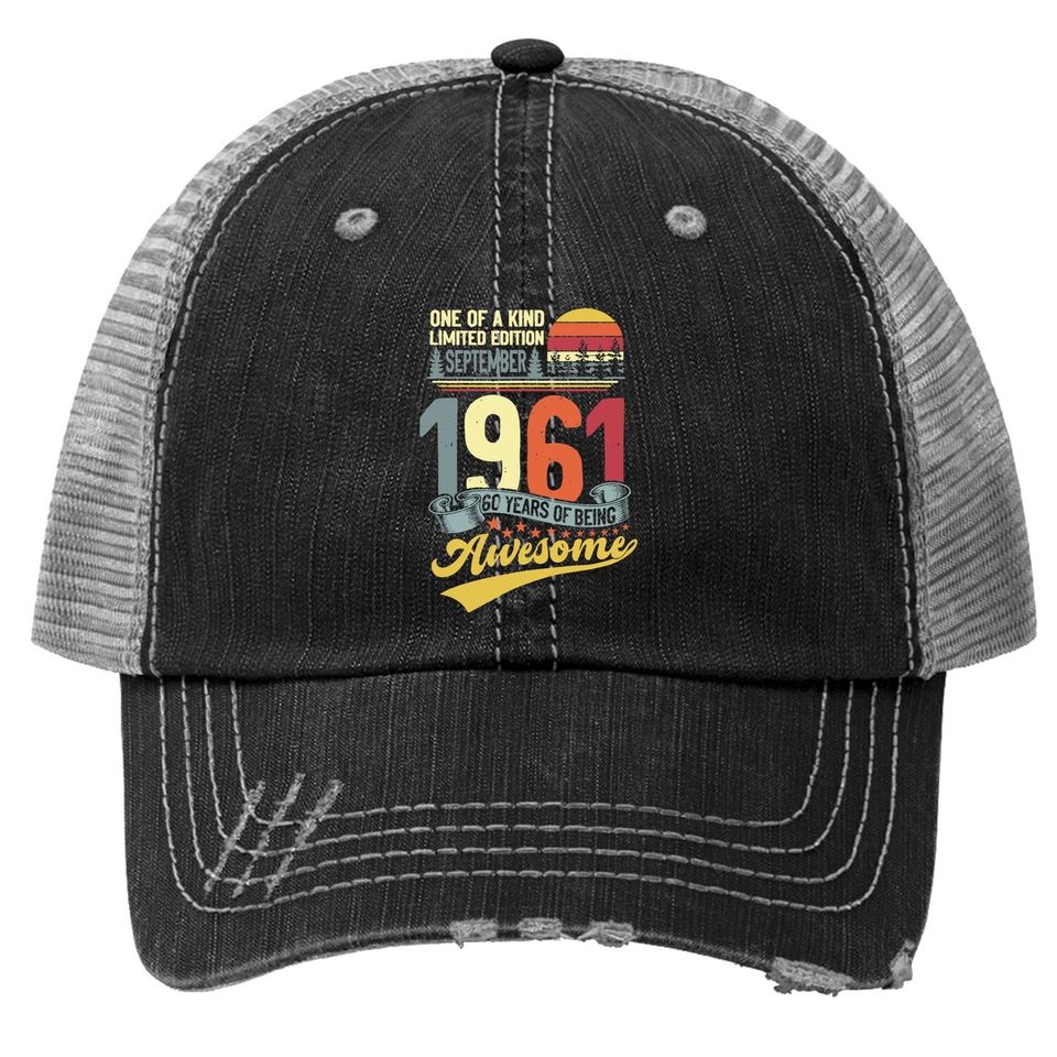 60th Birthday September 1961 60 Years Old 60th Bday Month Trucker Hat