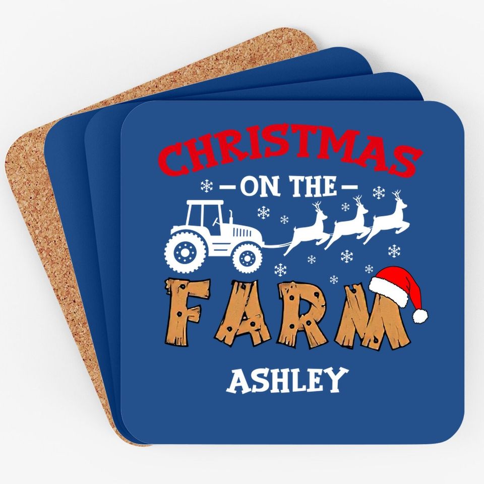Christmas On The Farm Tractor Coasters