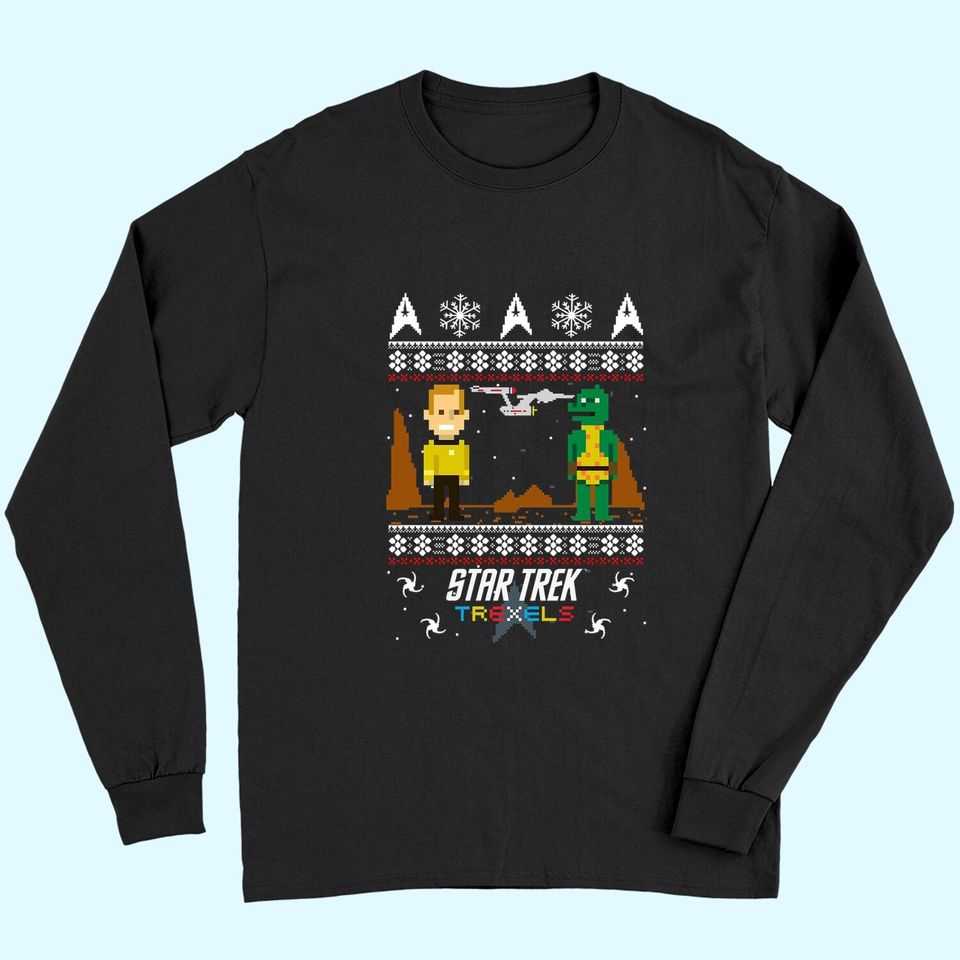 Star Trek Trexels Pixelated Captain Kirk Christmas Classic Long Sleeves