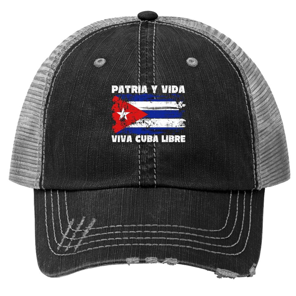 Viva Cuba Libre Patria Y Vida, Cuba Flag Trucker Hat
