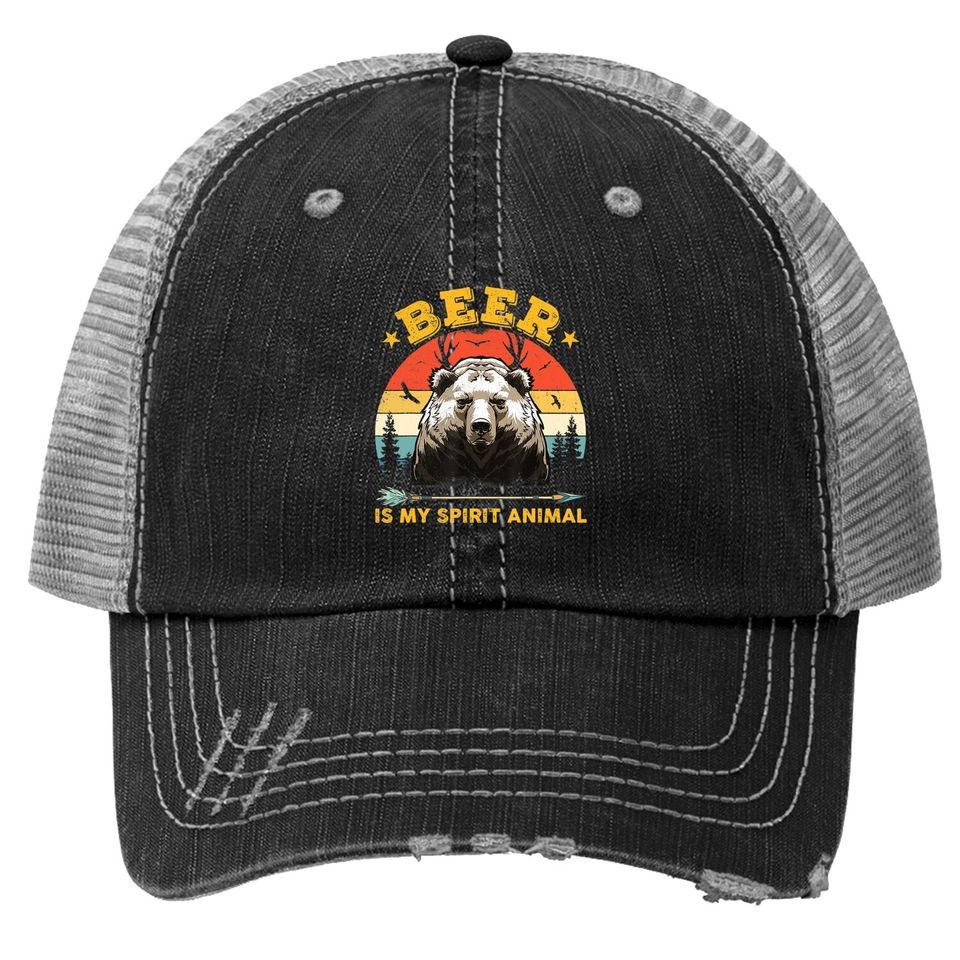 Beer Is My Spirit Animal Bear Deer Beer Trucker Hat