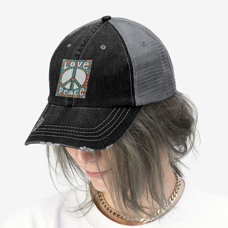 Peace Trucker Hat 60s 70s Tie Die Hippie Costume Trucker Hat