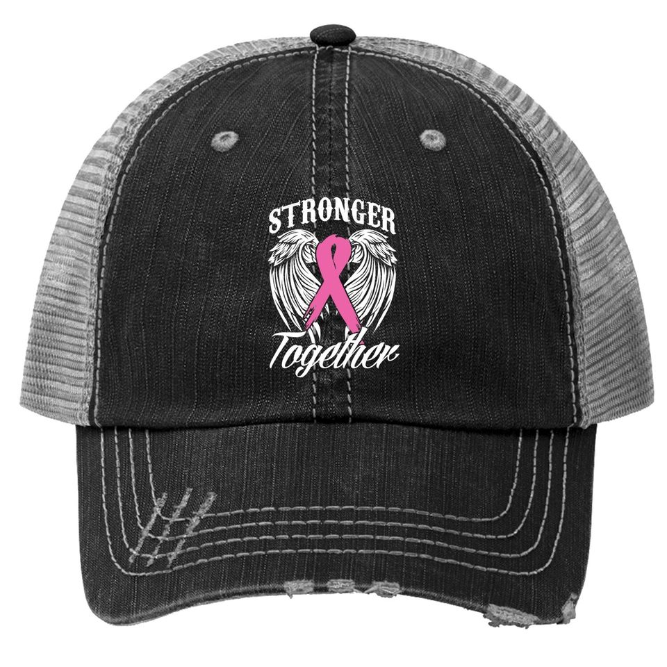 Stronger Together Breast Cancer Awareness Month Pink Ribbon Trucker Hat
