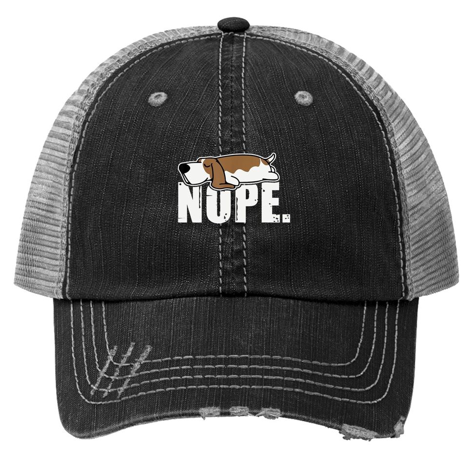 Nope Lazy Basset Hound Dog Sleeping Trucker Hat