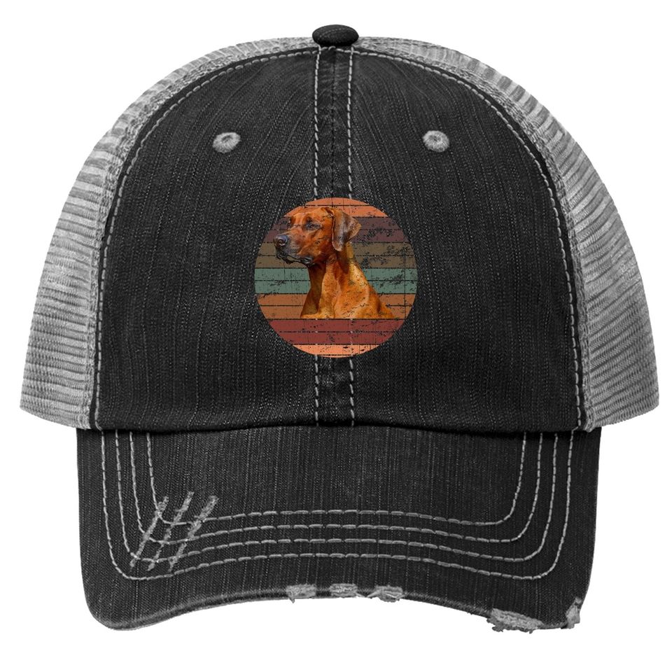 Rhodesian Ridgeback Dog Gift Retro Sunset Trucker Hat