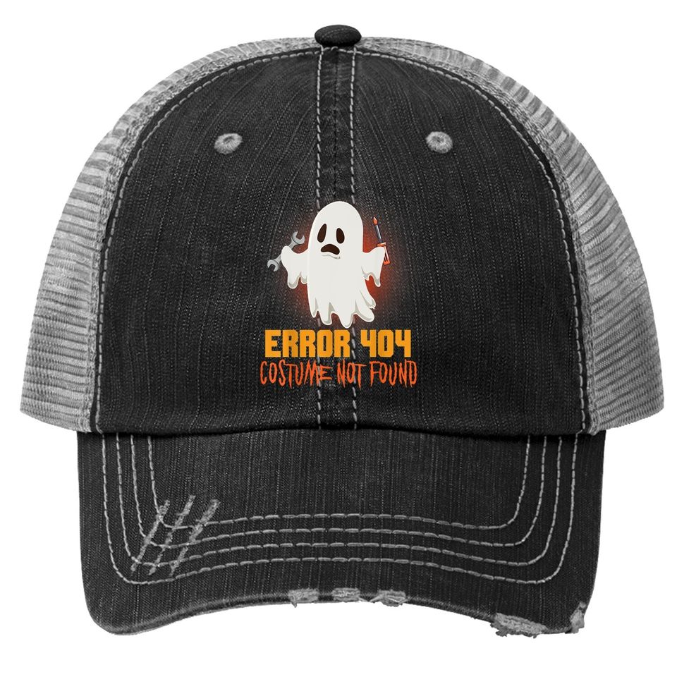 Ghost Halloween Error 404 Costume Not Found Trucker Hat